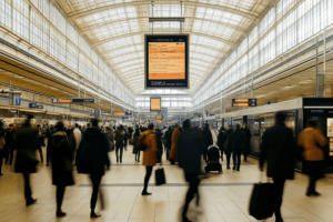 people in a train station